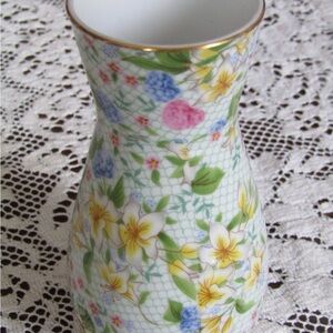 Two's Company Elegant Chintz Ceramic Vase with Gold Accents